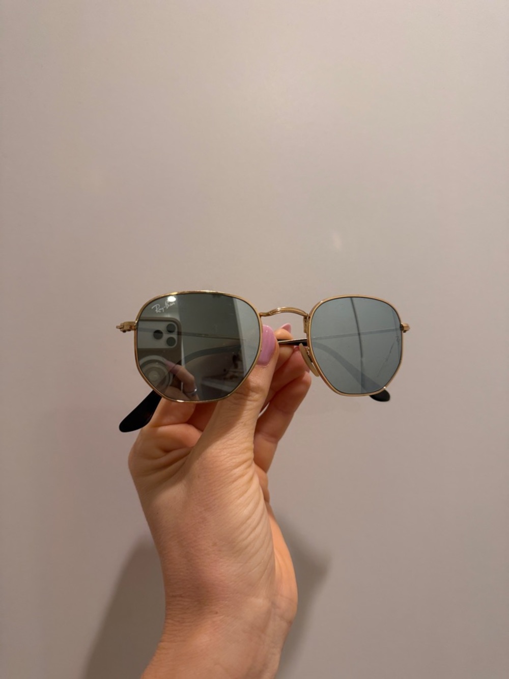 Ray-Ban Gold Frame Sunglasses with Dark Gray Lenses